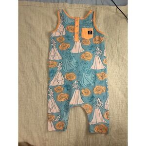 RAGS Disney Princess Aurora Sleeping Beauty Teal Floral Romper 18-24 Months